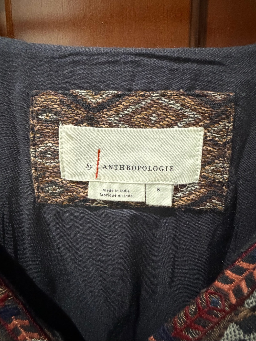Anthropologie Navy Multi-Print V-Neck Embroidered Tunic Dress - Picture 5 of 9